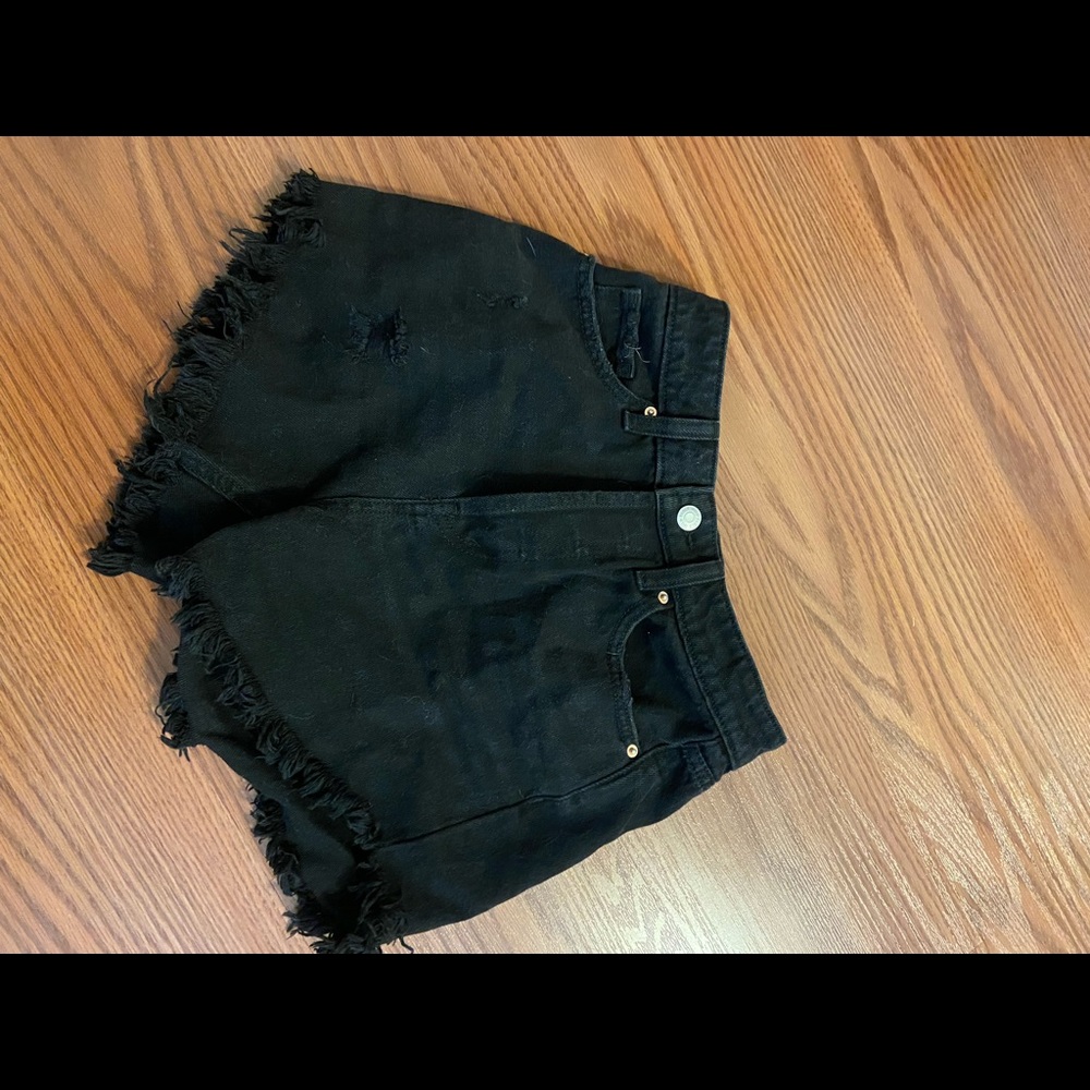 Black jean shorts